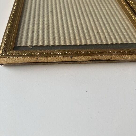 VTG Hollywood Regency MCM Gold Filigree Embossed Duo Picture Frame Ornate 7X5 - Picture 14 of 16